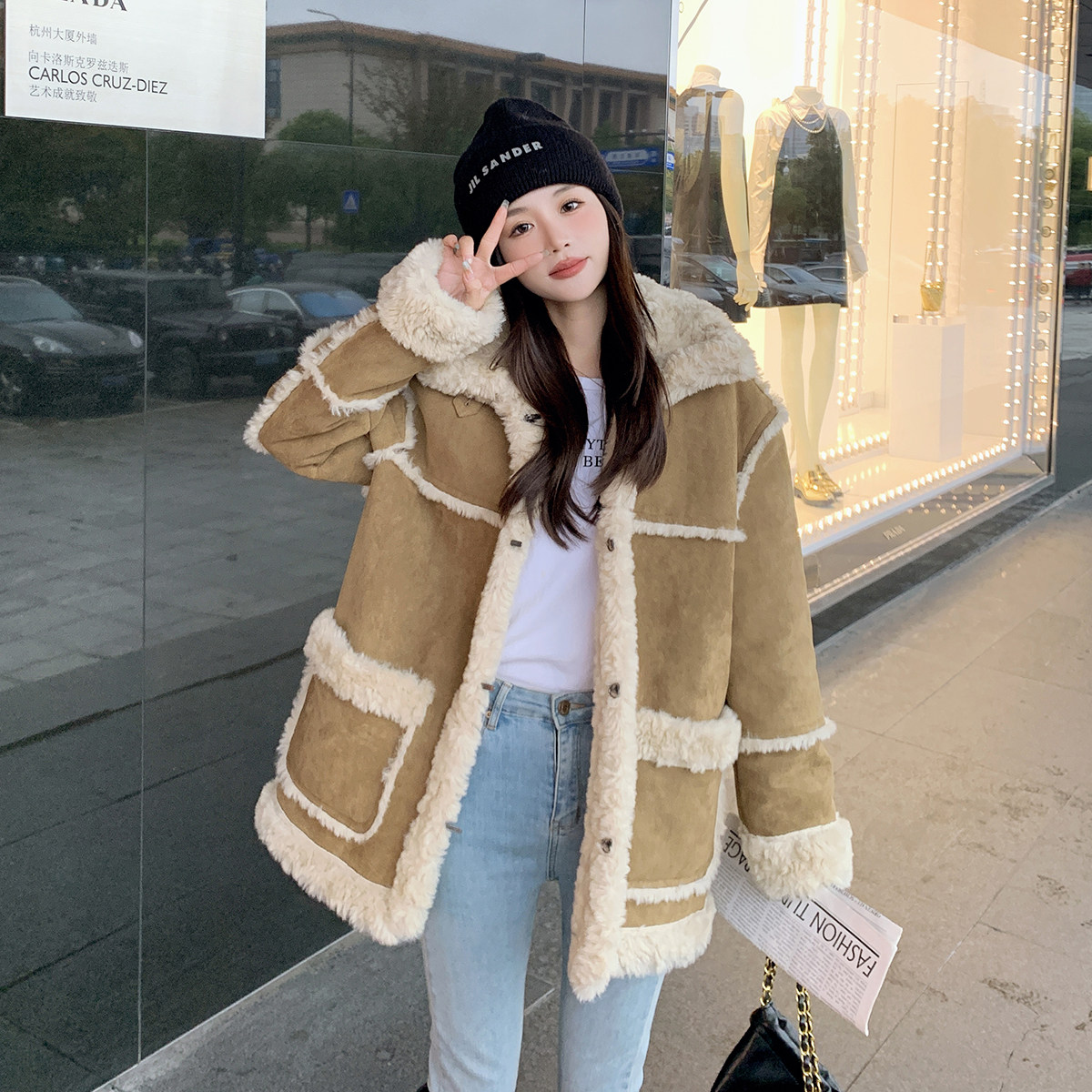 《出货》品质加厚皮毛一体羊羔毛外套ZB017-H821-P190控278,女装短外套,浙宝115