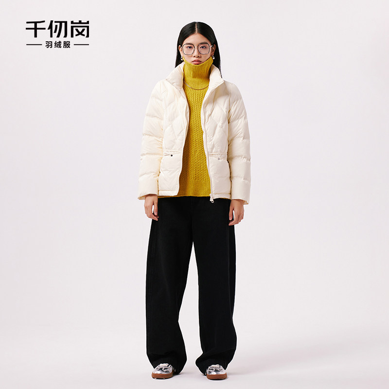 千仞岗冬季女士立领小短款面包服简约百搭羽绒服外套轻薄冬季