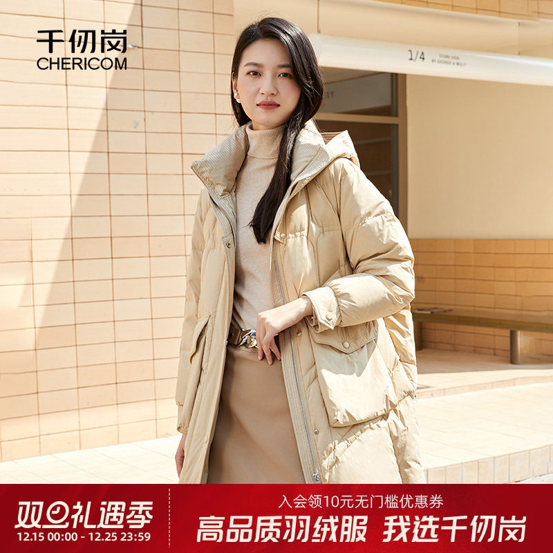 女士中长款千仞岗韩版连帽