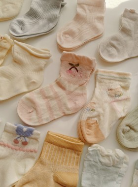 5双包邮夏季薄款0-3岁新生儿婴儿袜子棉质新生宝宝中筒袜儿童袜子