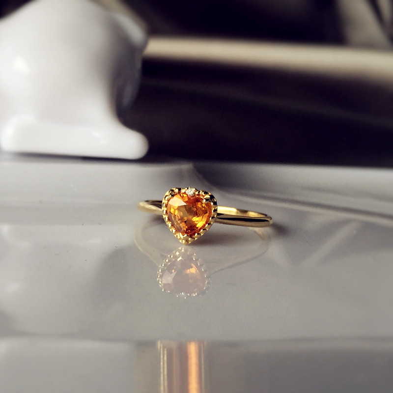 cr-j知心戒指天然彩色18k心形