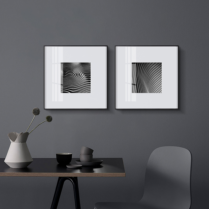 现代黑白摄影装饰画几何抽象线条建筑工业风挂画摄影画线稿餐厅图片