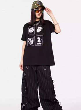 英国潮牌正品直邮Long Clothing男女同款情侣四宫格趣味短袖T恤