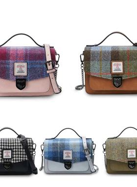 英国直邮苏格兰Islander正品Harris Tweed®羊毛格斜挎剑桥包包