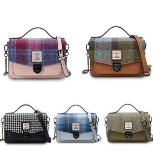 英国直邮苏格兰Islander正品Harris Tweed®羊毛格斜挎剑桥包包