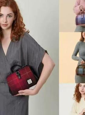 英国苏格兰Islander托特包正品Harris Tweed®传统羊毛格复古圆筒