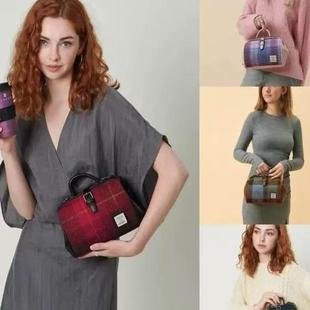 英国苏格兰Islander托特包正品Harris Tweed®传统羊毛格复古圆筒