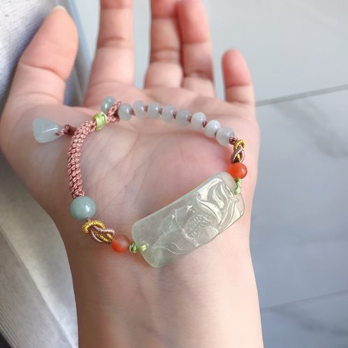 莲花手牌平安扣定制原创红绳手链