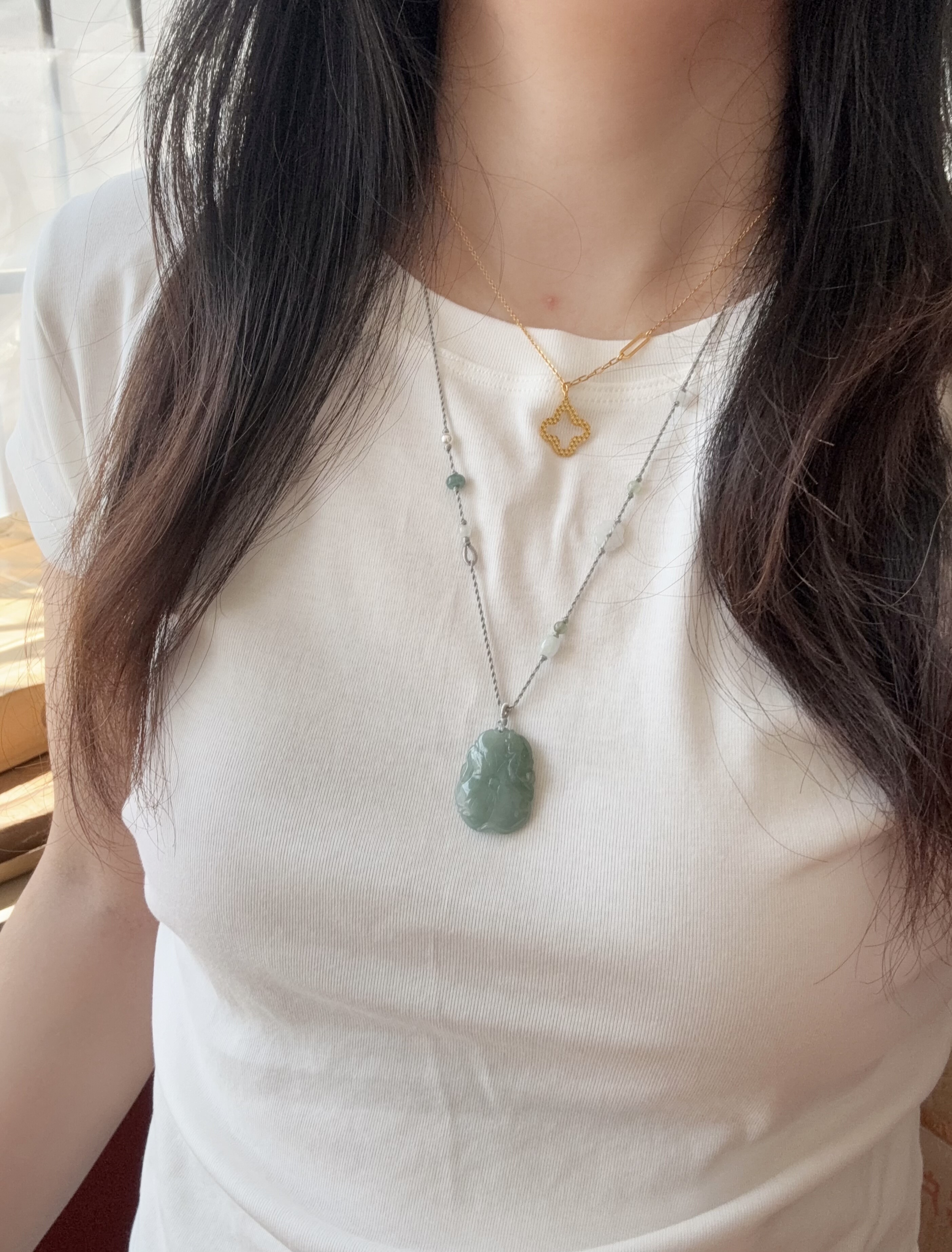 原创手编天然翡翠玉石清冷项链绳女可调节可挂佛公平安扣玉佩吊坠