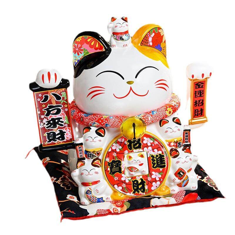 招财猫自动摇手大号开业礼品店铺收银前台摆件家居客厅陶瓷发财猫