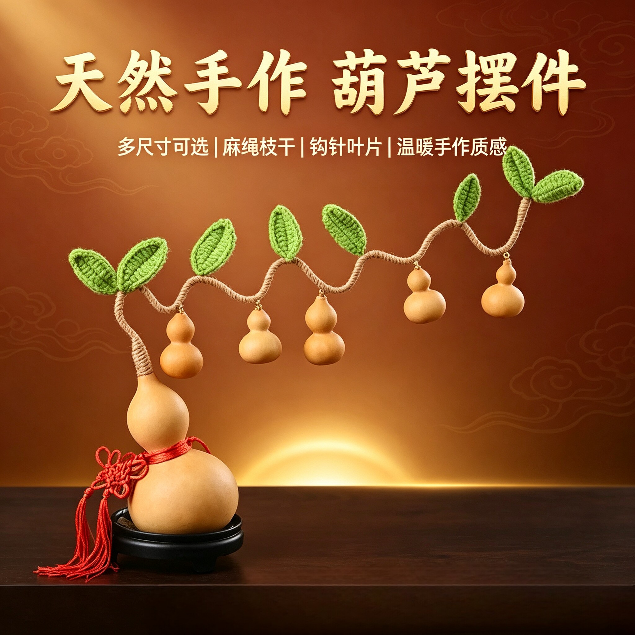 天然葫芦发财树一根葫芦藤上七个葫芦娃摆件客厅卧室装饰工艺文玩
