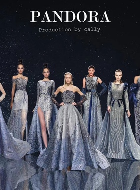 DORIS多莉丝礼服出租 宝蓝色大拖尾裙子模特写真拍摄走秀年会晚宴