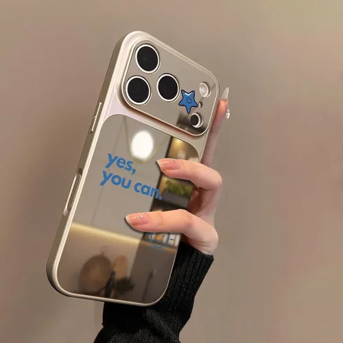 蓝英文适用iPhone17手机壳16/14pro苹果13pro镜面15promax17a