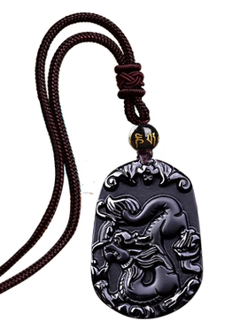 黑曜石十二生肖吊坠本命年护身符