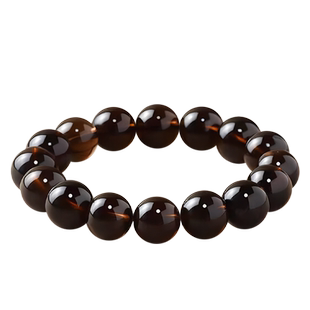 稀有天然黑水晶手链老矿黑色墨晶茶水晶手串缺补五行水本命年礼物