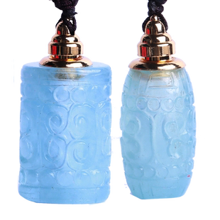 天然海蓝宝嘎乌盒塔吊坠蓝水晶空心空瓶子楞严咒舍利瓶挂件可打开