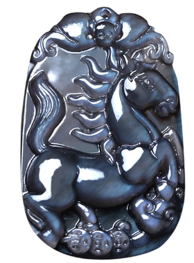 蓝眼黑曜石无事牌吊坠兔龙蛇挂件