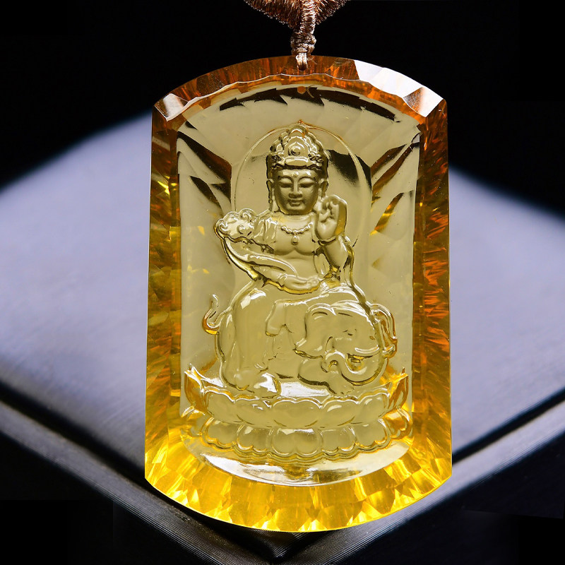 黄水晶千禧面普贤菩萨坠属龙属蛇