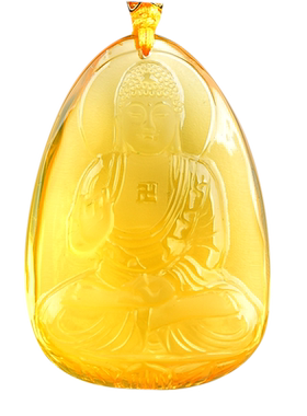 黄水晶阿弥佛吊坠属猪属狗守护神