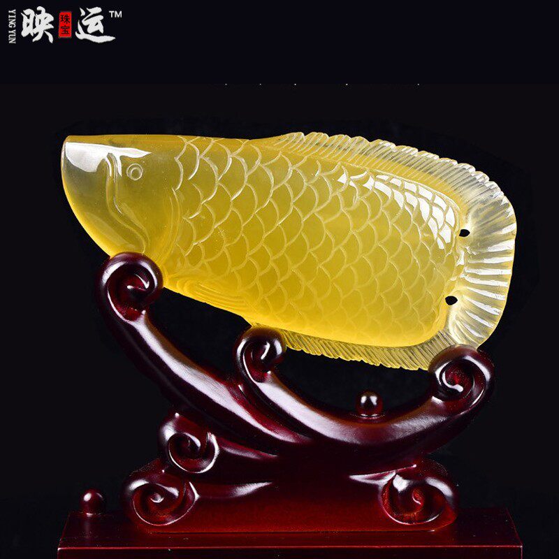 黄水晶锦鲤金鱼摆件连年有余摆饰