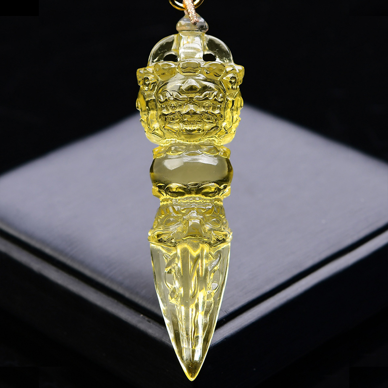 黄水晶金刚杵吊坠男女藏式降魔杵普巴金刚橛项链藏传密宗法器挂件