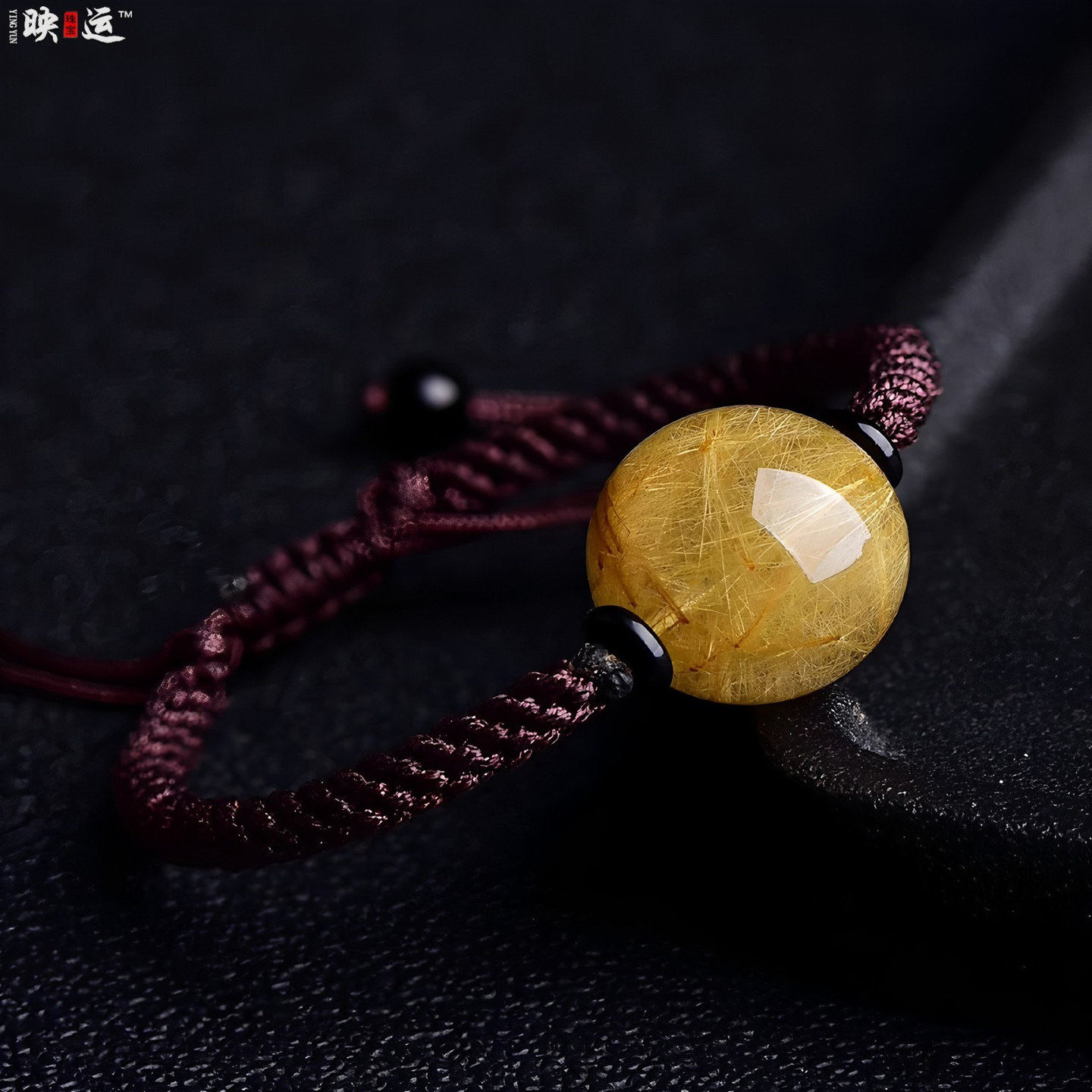 天然金发晶单珠转运珠手绳手工编织满发晶圆珠手串情侣大颗粒手链
