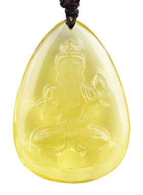 黄水晶本命佛属马大势至菩萨吊坠