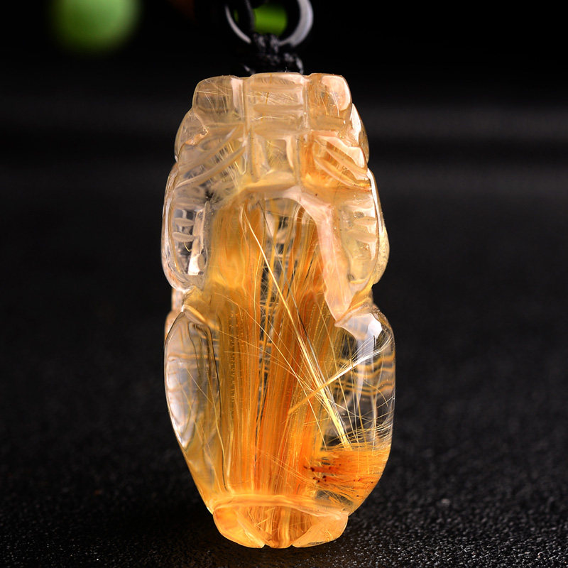 礼物天然钛晶金发晶一夜暴富貔貅项链男女吊坠振翅得财开运吉祥物