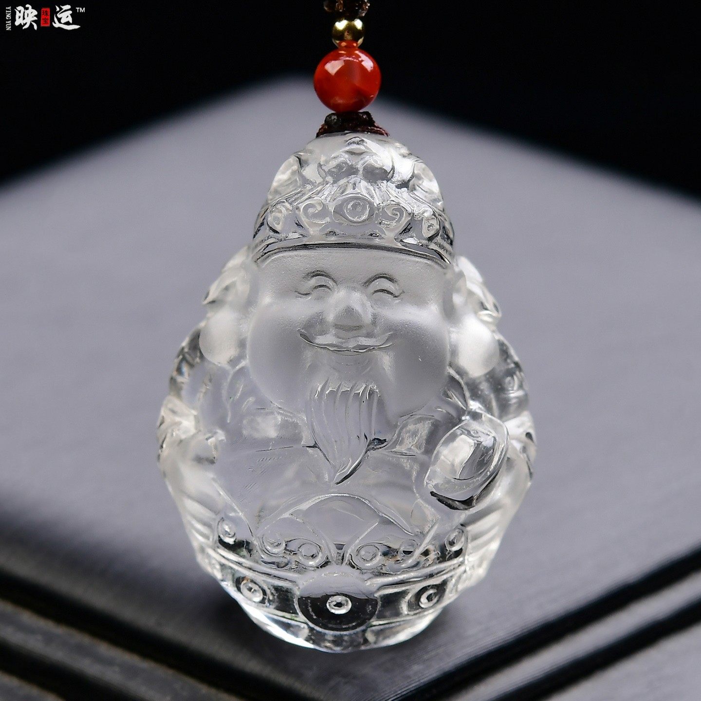 白水晶财神爷吊坠招财进宝佛像牌