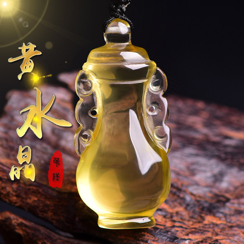 现货速发2025年蛇年十二生肖宝瓶平安瓶吊坠黄水晶项链饰品男士饰