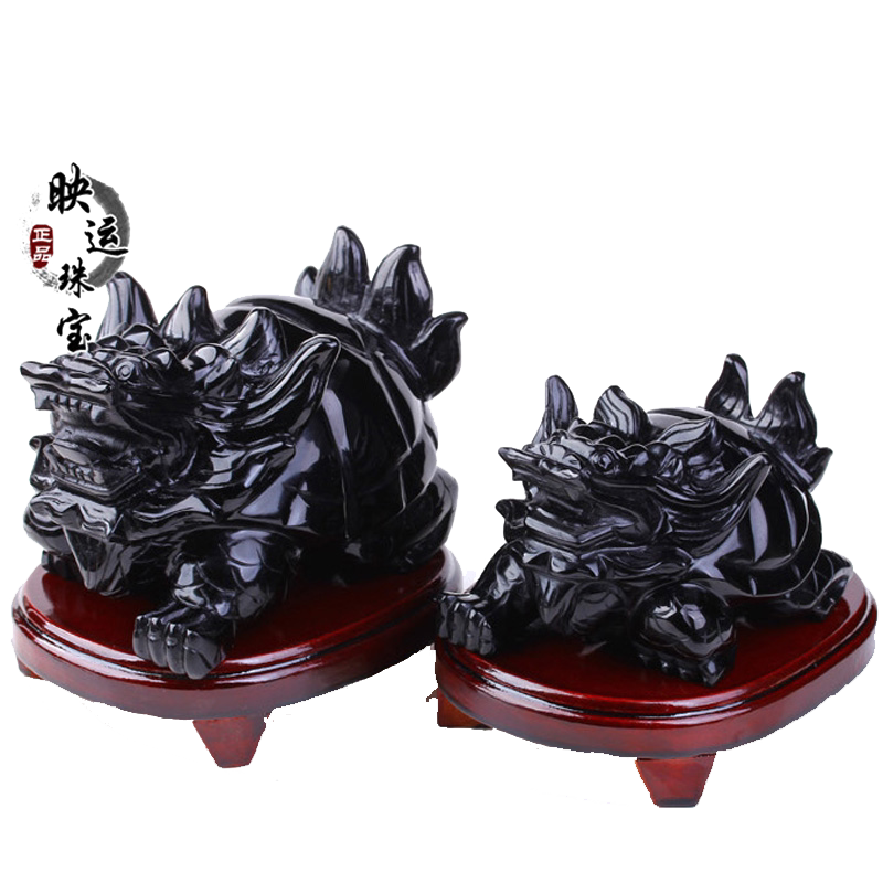 黑曜石龙龟摆件家居水晶摆件饰品