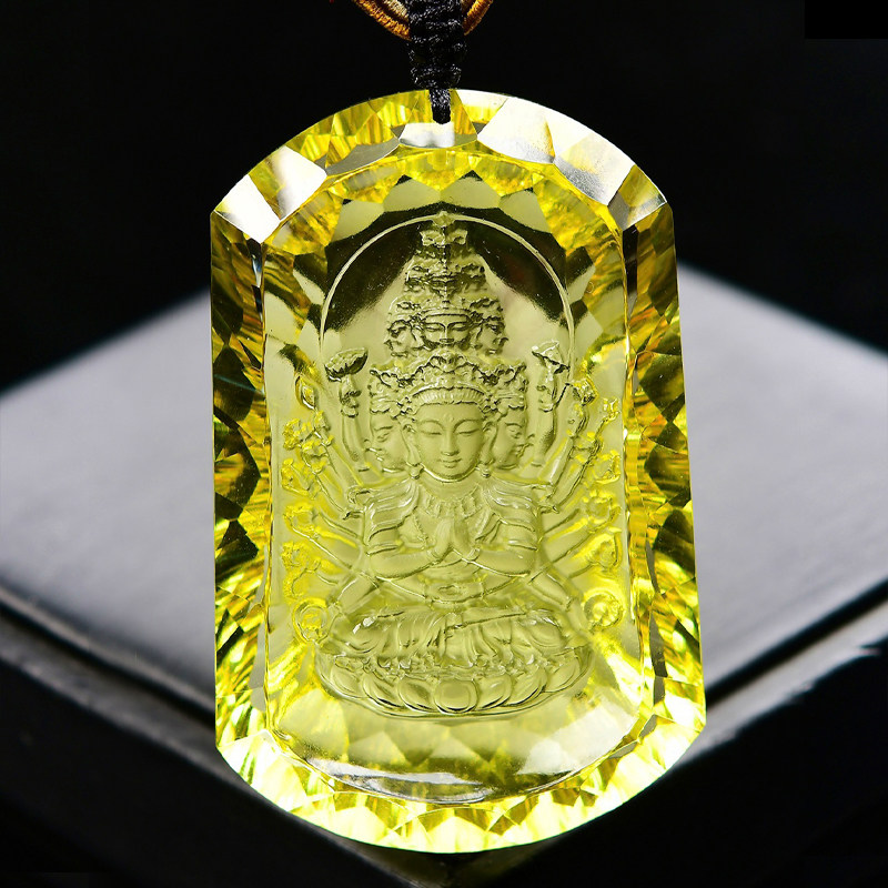 黄水晶千手观音菩萨吊坠生肖属鼠