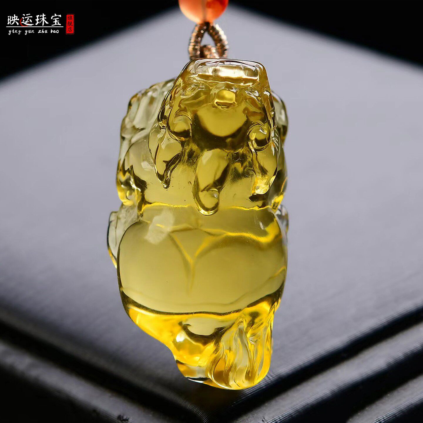 黄水晶貔貅吊坠独角神兽大肚貔貅
