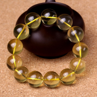 天然黄水晶手链女天然水晶圆珠转运珠黄晶单圈手串男款大气手串