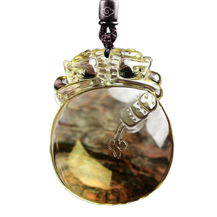 天然黄水晶钱串子貔貅项链吊坠复古平安扣男女士项坠个性挂件配饰