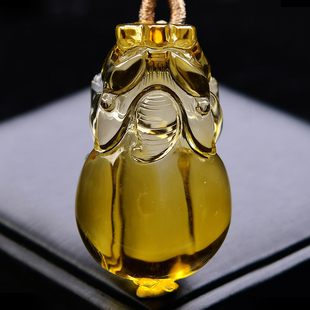 天然巴西深黄水晶貔貅吊坠大号霸王貔貅财源皮丘男款项链吉祥挂饰