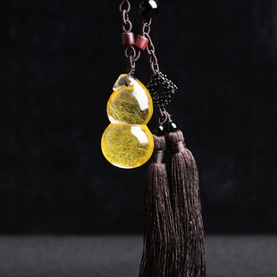 速发金发晶葫芦汽车挂件葫芦饰品挂坠车内挂饰发晶吊满饰发