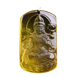 橘黄天然黄水晶大势至菩萨生肖属马吊坠本命年属马守护神护身挂件