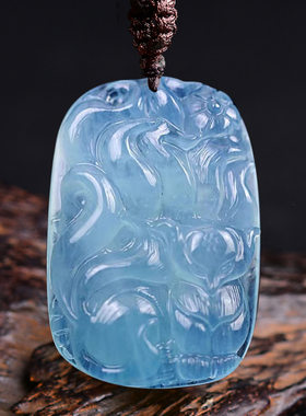 天然海蓝宝水晶九尾狐小狐狸定制