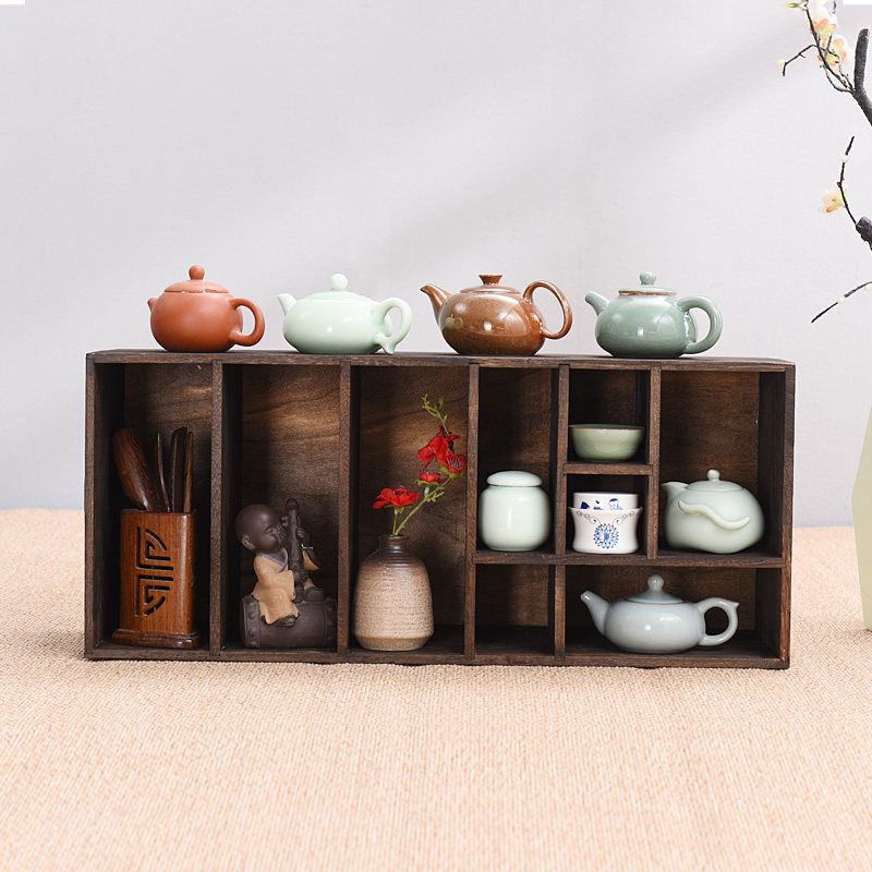 桌面收纳盒实木中式书柜整理盒