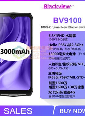 Blackview BV9100 6寸4+64安卓9三防智能手机联通4G无线充大电池