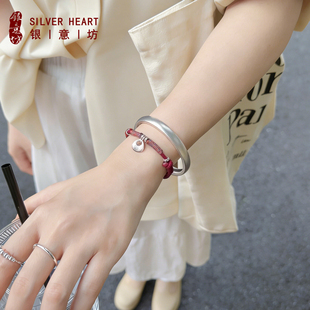 泥鳅背手镯9999纯银2026新款古法素圈银镯子轻奢小众精致叠戴手链