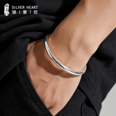 男士 银手镯纯银9999开口银镯子男生银手环情人节礼物送男朋友老公