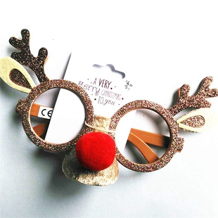 圣诞节派对 头饰联欢会夸张搞怪拍照道具小鹿装饰眼镜框搞笑整蛊