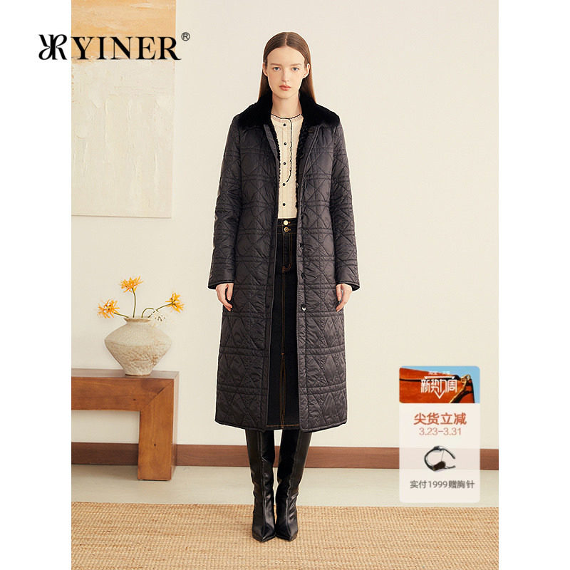 YINER音儿专选2025秋季新款水貂毛翻领獭兔毛皮双面穿皮草外