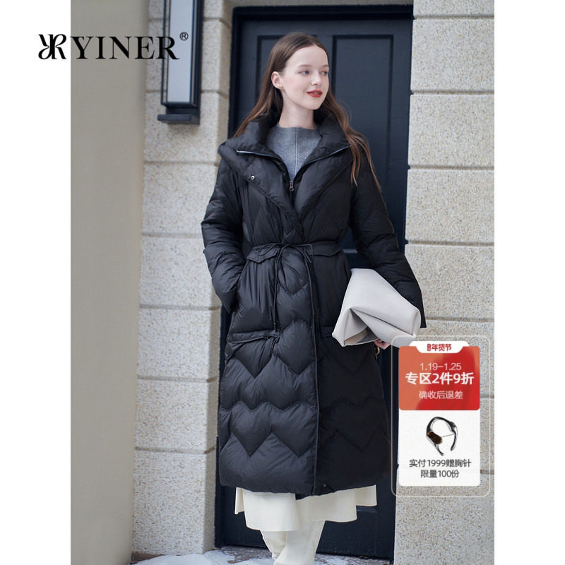 YINER音儿专选女装冬季长款高克重厚实保暖假两件立领连帽羽绒服,女装/女士精品,羽绒服,淘宝优惠券,粉丝福利购,淘宝优惠卷