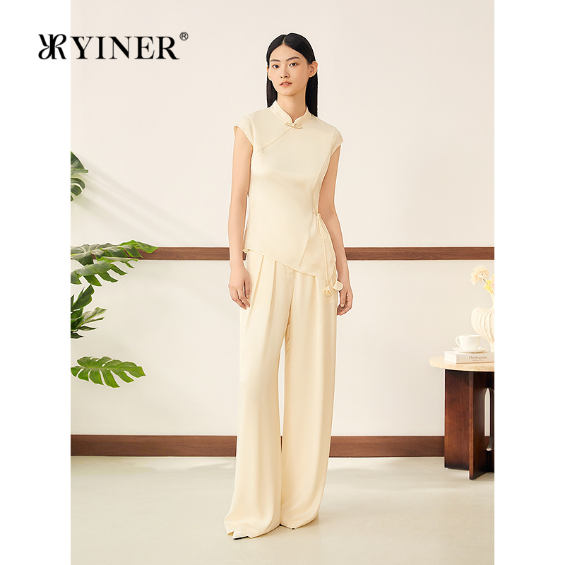 【醋酸系列】YINER音儿2025夏季新款新中式立领衬衫收腰轻上衣