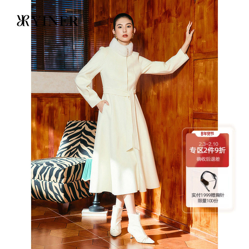 【1996系列】YINER音儿2025冬季新款羊毛羊绒混纺水貂毛