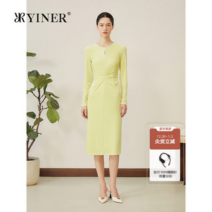 新款 YINER音儿2025秋季 优雅水滴镂空丝绒连衣裙 三醋酸系列