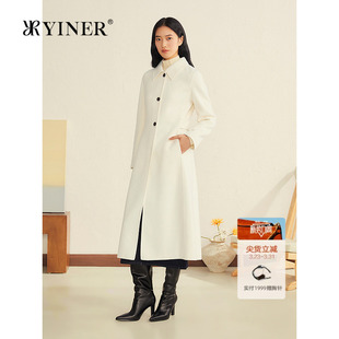 长款 美丽诺羊毛羊绒混纺修身 翻领毛呢大衣 新款 YINER音儿2025冬季